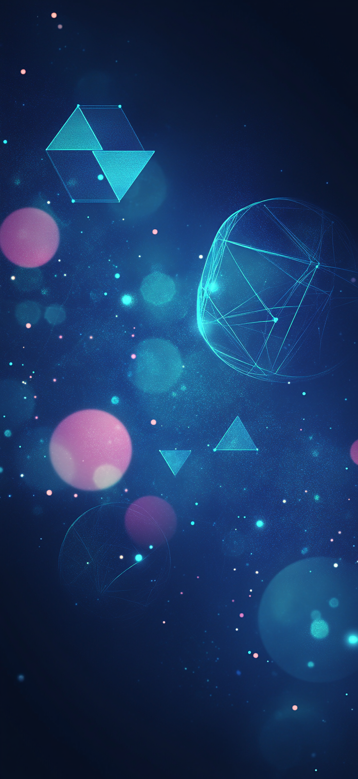 Futuristic Geometric Shapes on Dark Blue Background