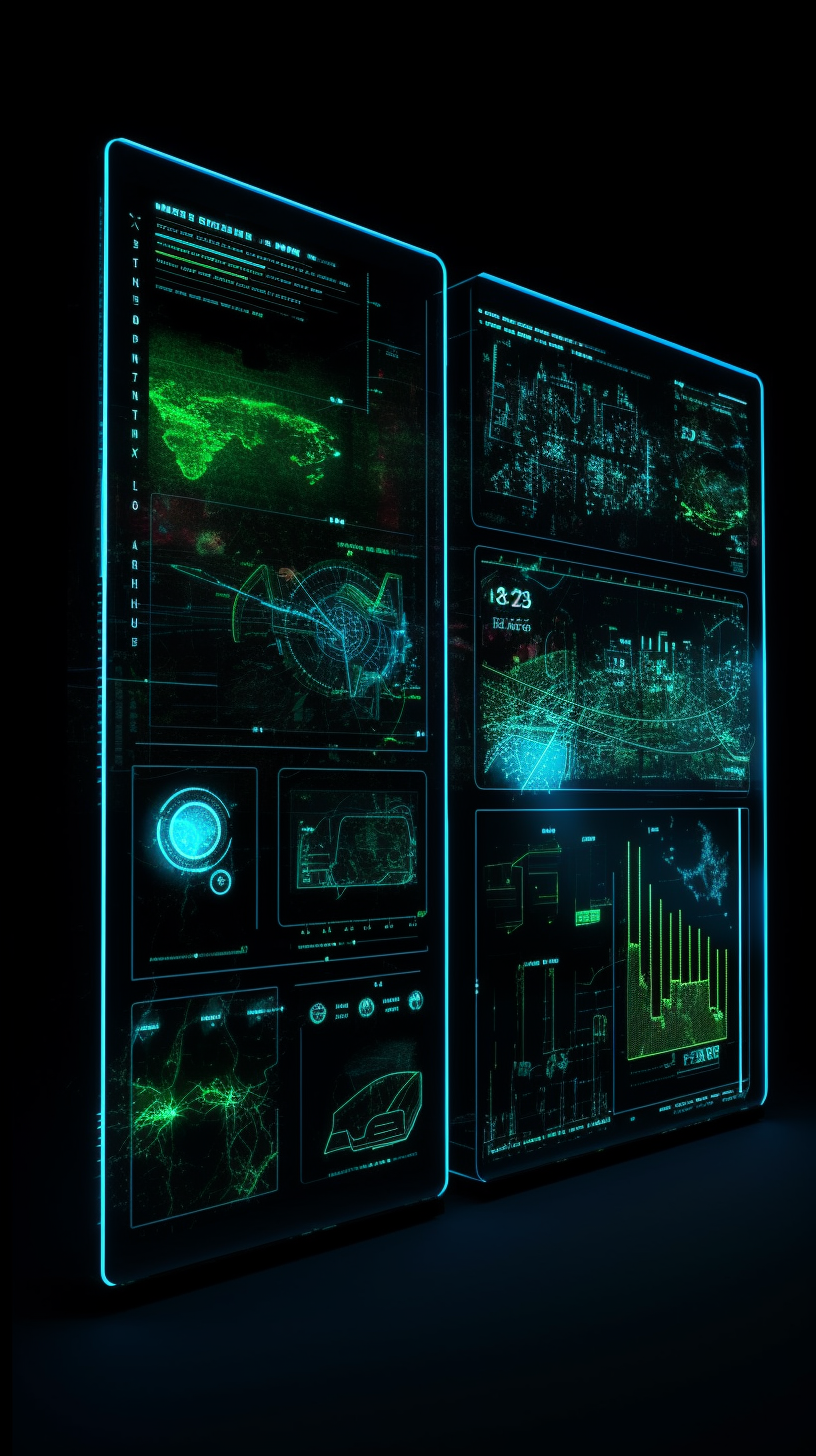 Futuristic HUD Displaying Agricultural Data in Neon Green