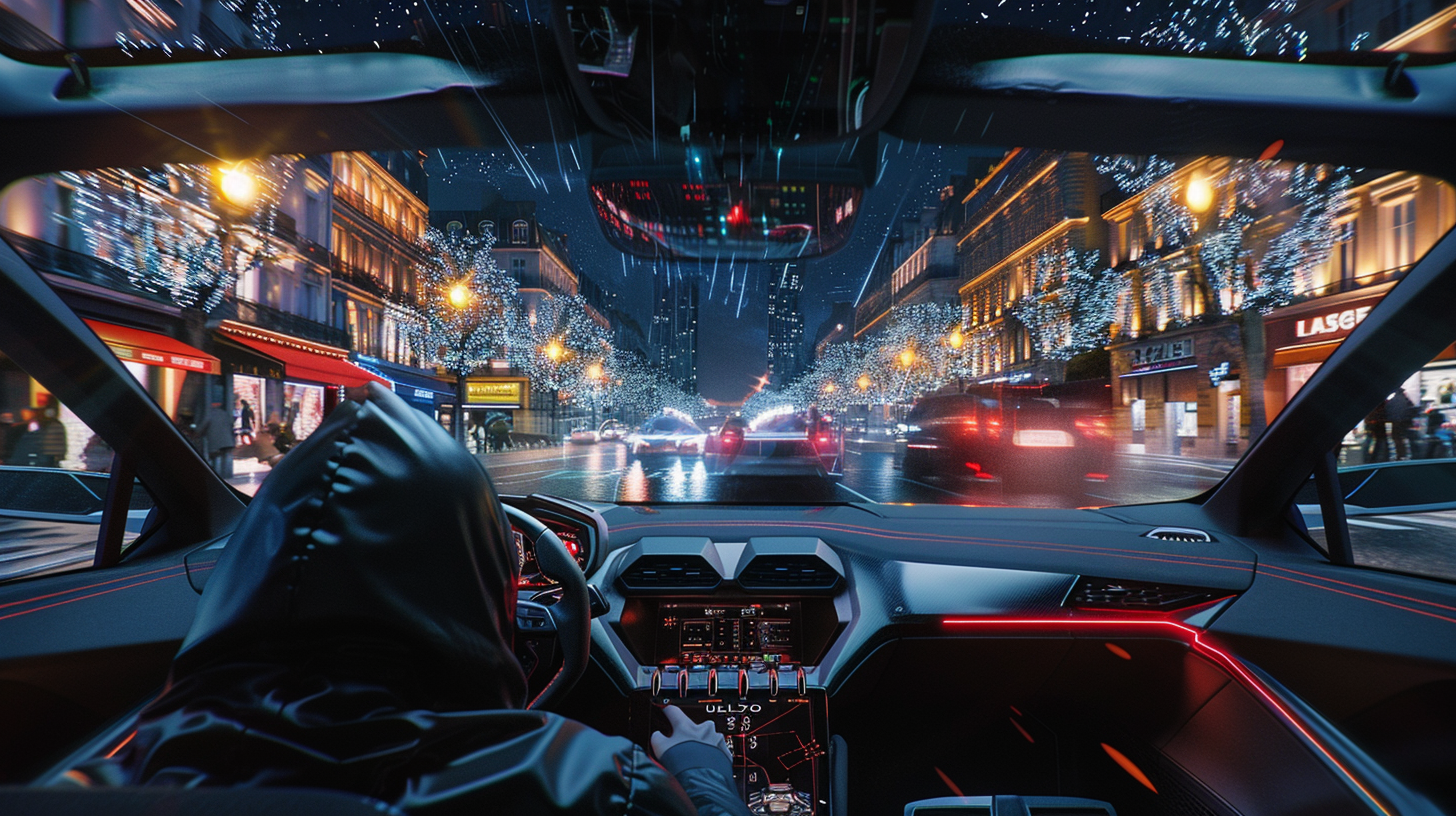 Futuristic Lamborghini Night Drive in Paris 