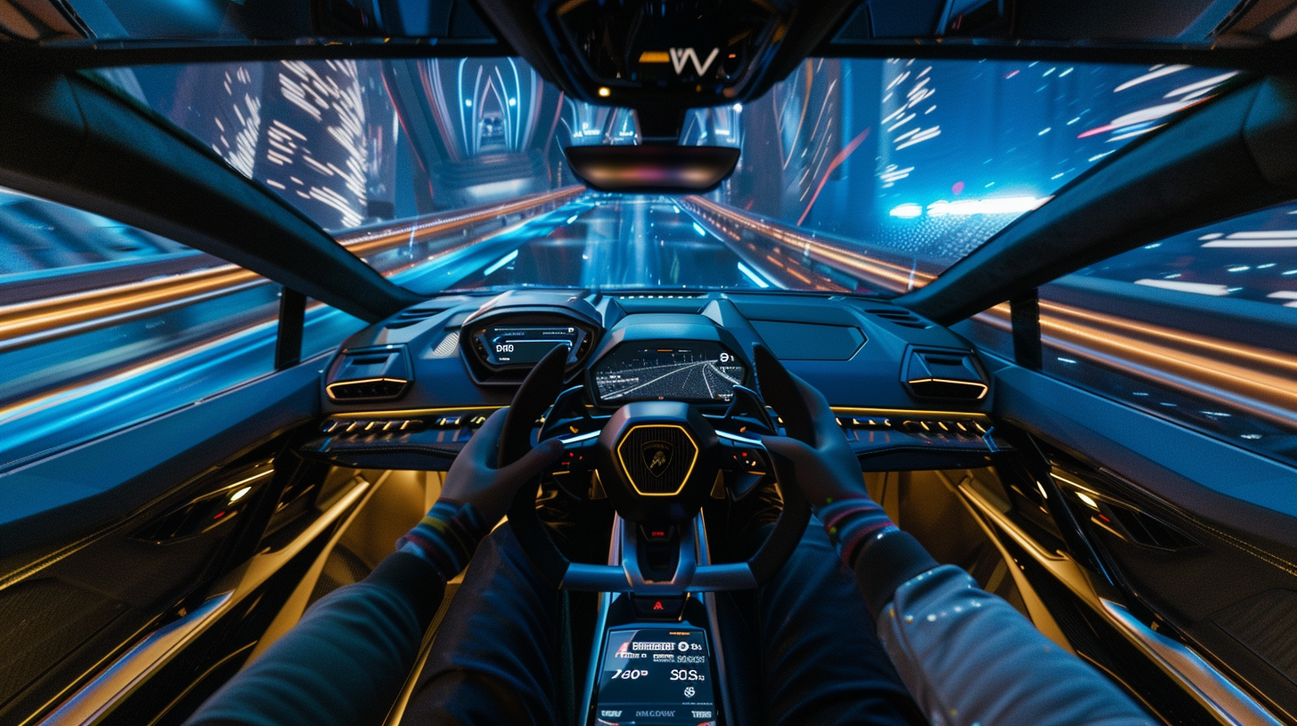 Futuristic Lamborghini Ride with Digital Screen inside