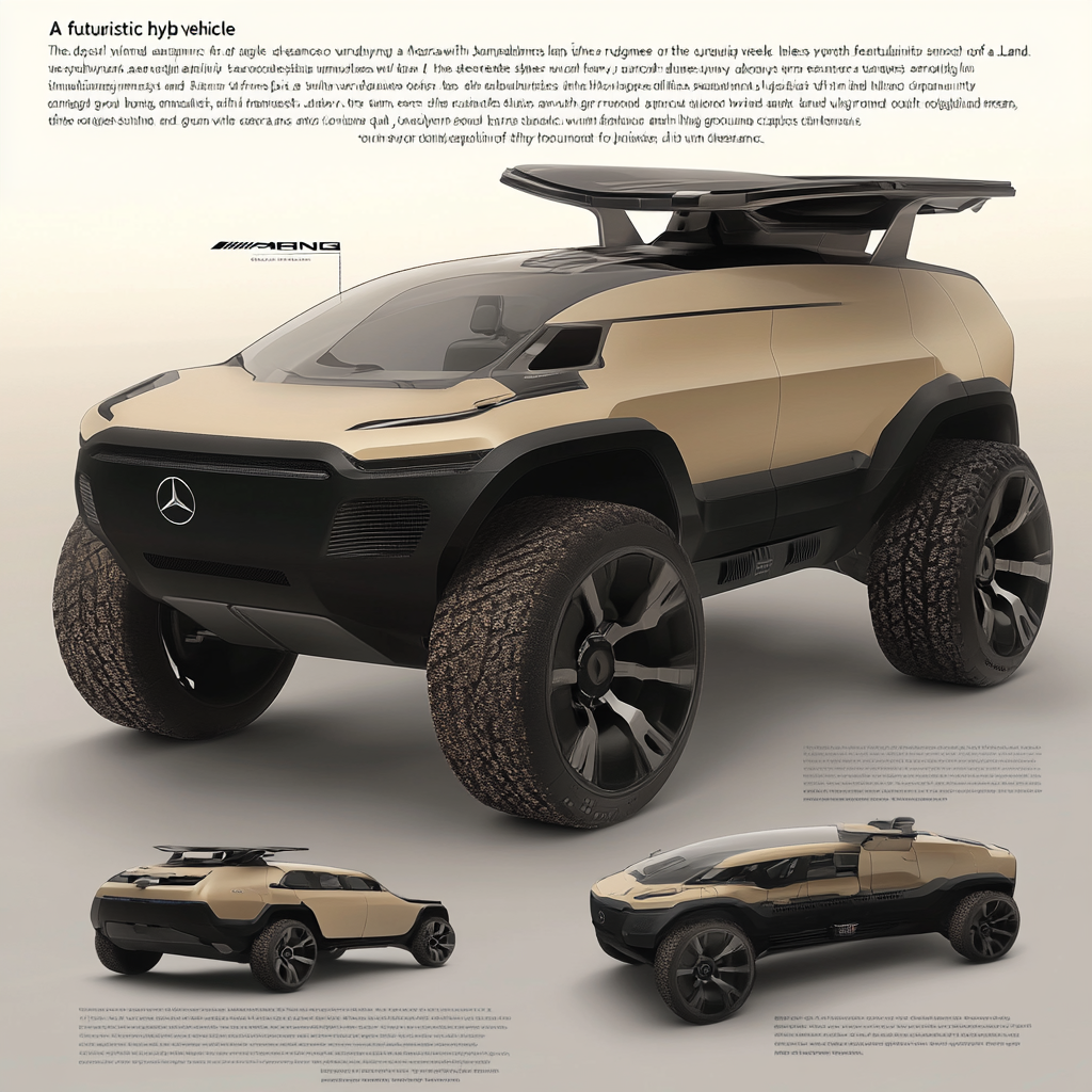 Futuristic Mercedes-Benz and Land Rover hybrid vehicle design.