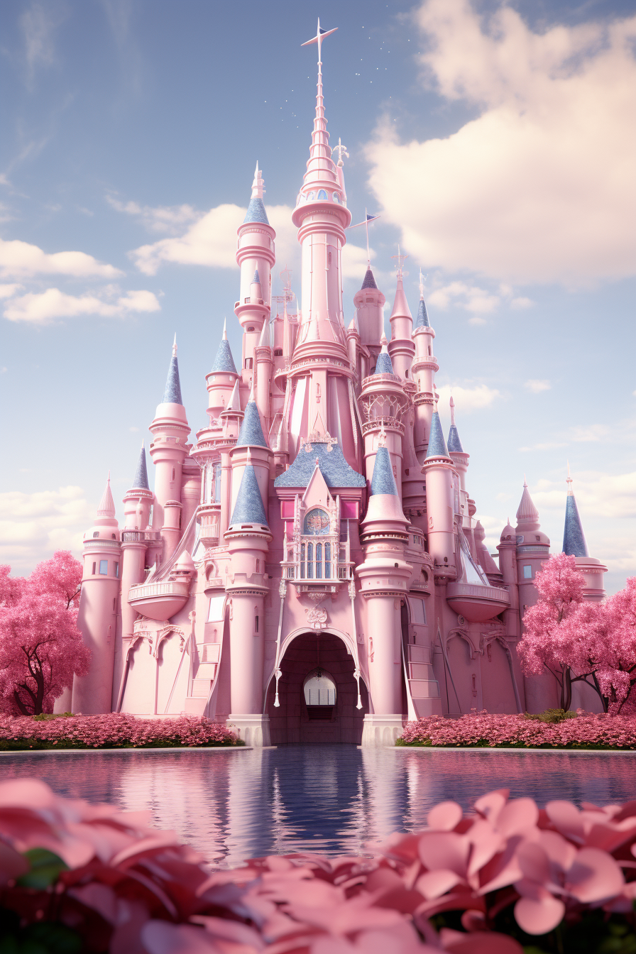 Pink Cinderella Castle in Futuristic Setting