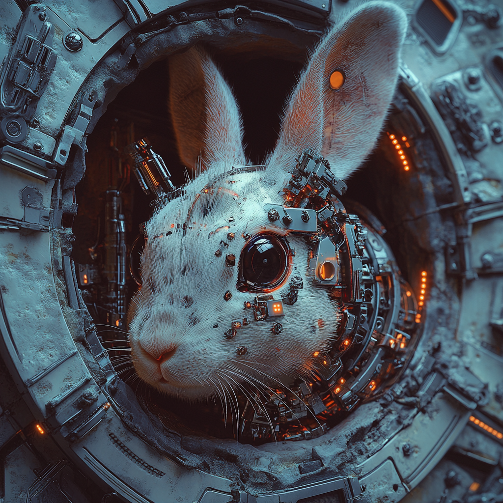 Futuristic Rabbit in Ultra HD Cyborg Hole