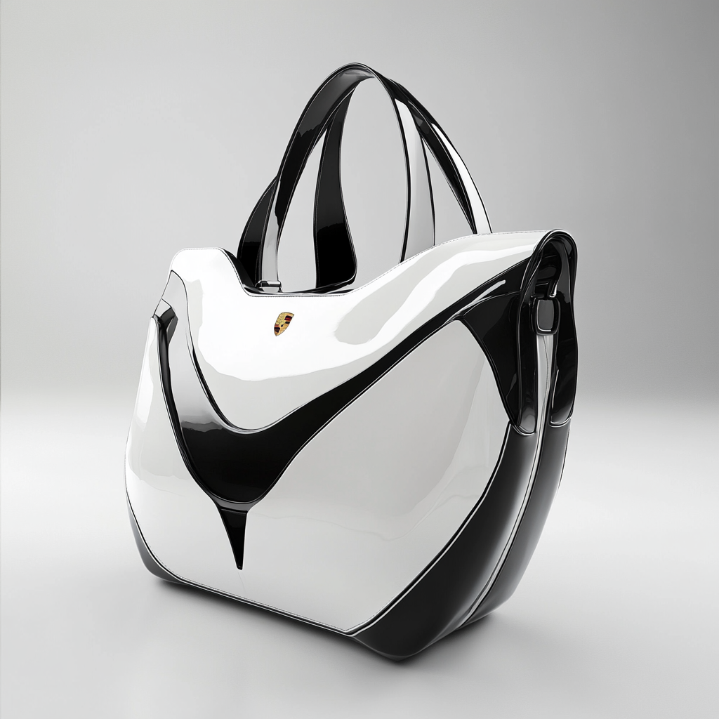 Futuristic and minimal Porsche handbag with fancy features.