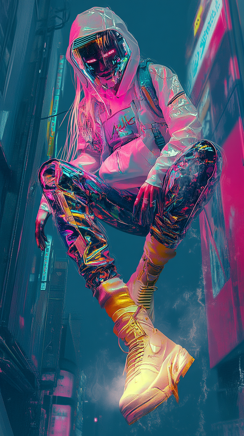 Futuristic cyberpunk character art with hyperrealistic details.