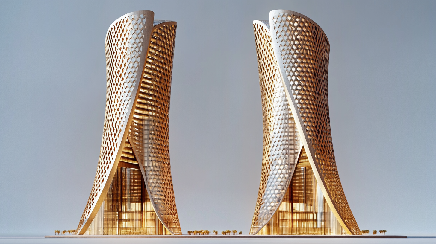 Futuristic eco-friendly twin towers in Saudi Arabia