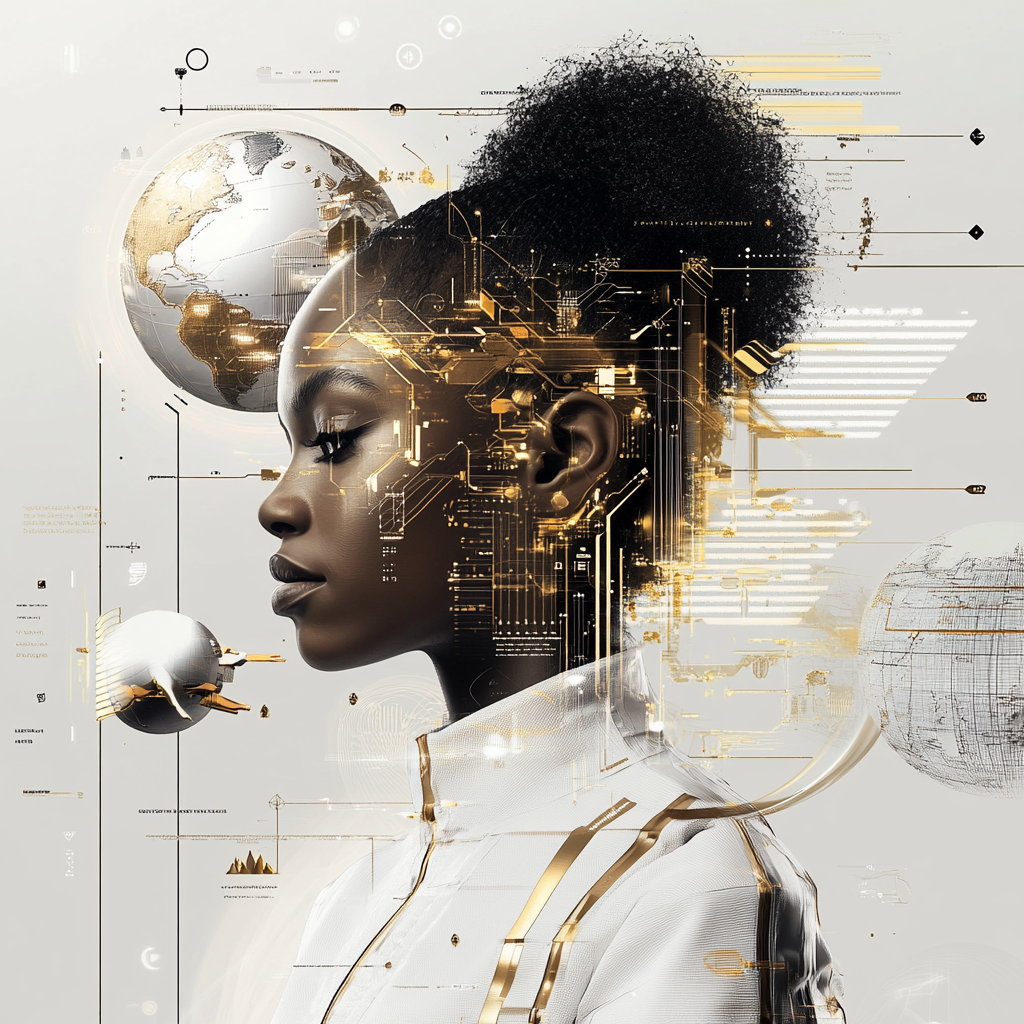 Futuristic image for travel website targeting Black women.