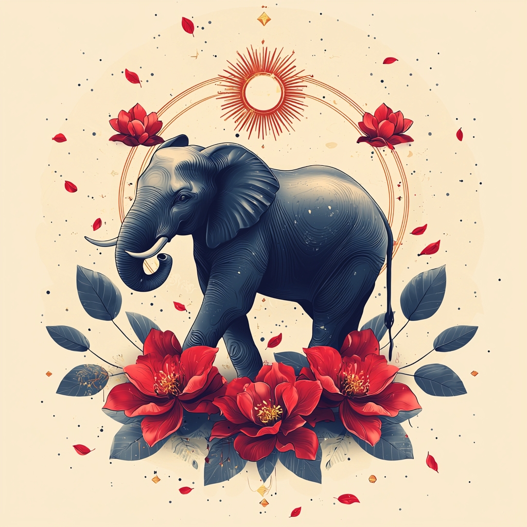 Ganesh Culture Logo with Elephant and Sun