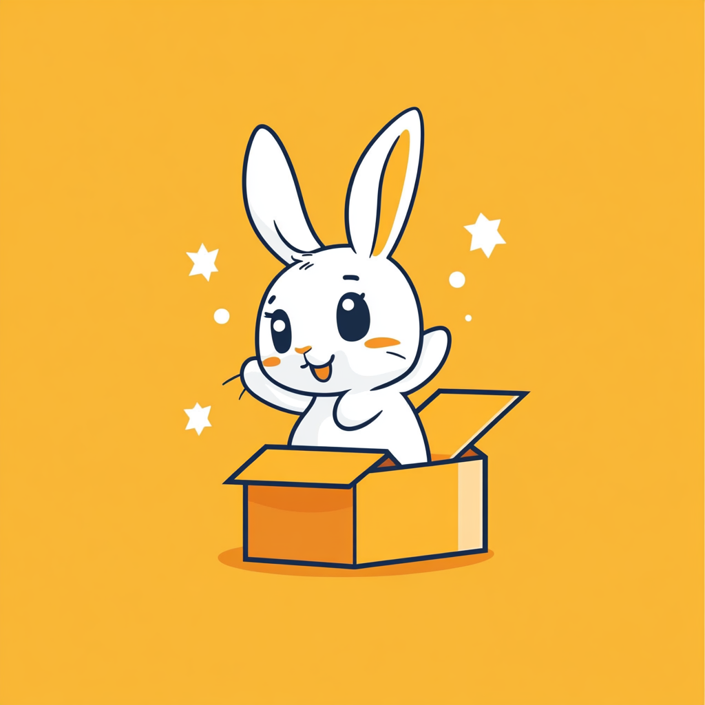 Generation Alpha style rabbit subscription box logo design.