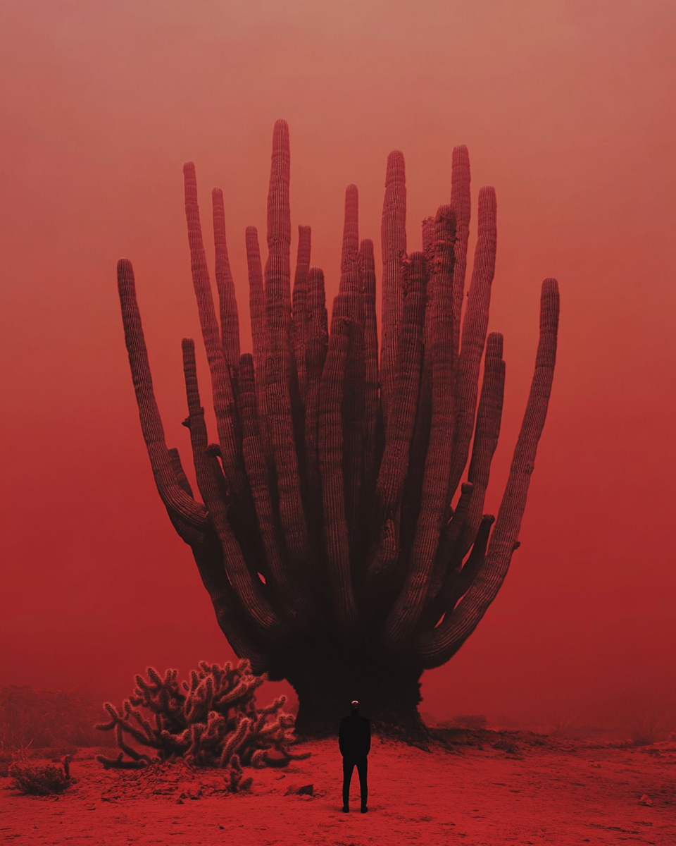 Giant Cactus in Desert: Hyperrealistic, Cinematic Photography