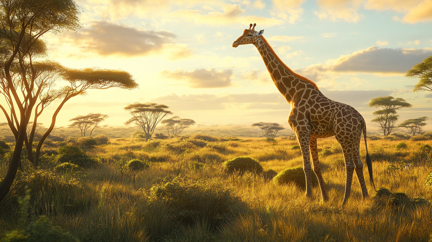 Giraffe named Zuma standing majestically in African savannah.