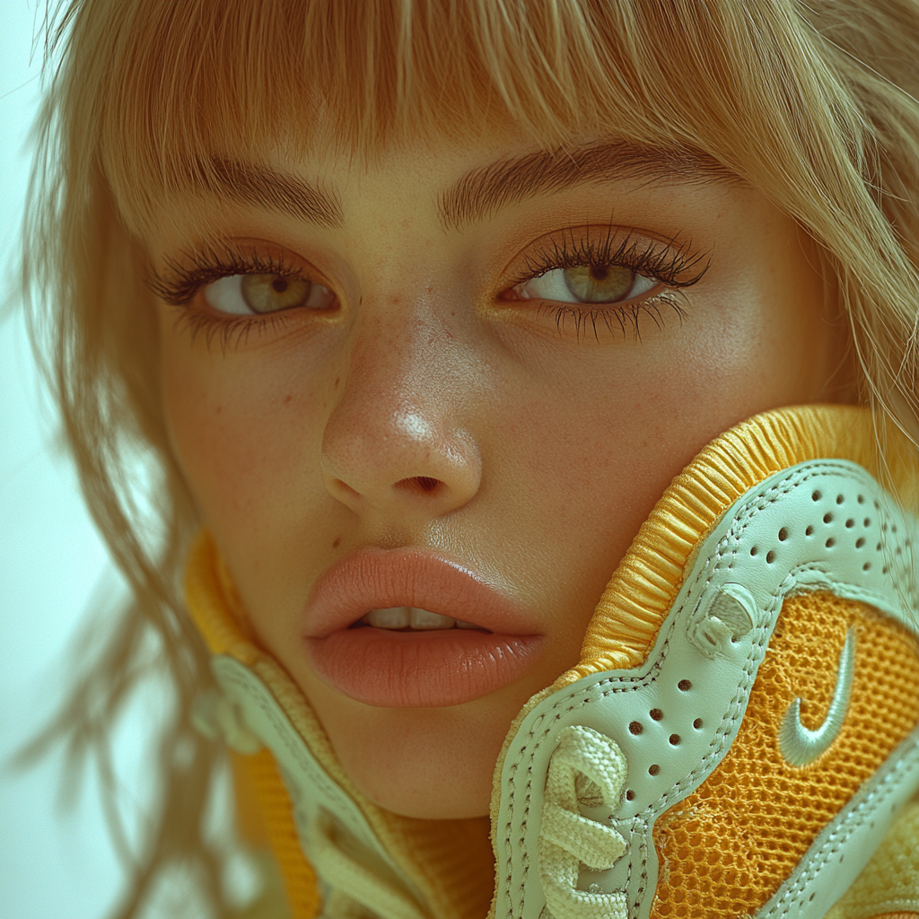 Girl Bites Lacoste Sneaker in High Fashion Editorial