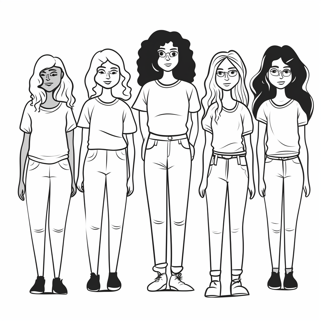 Vector Illustration of Girls of different ages and races