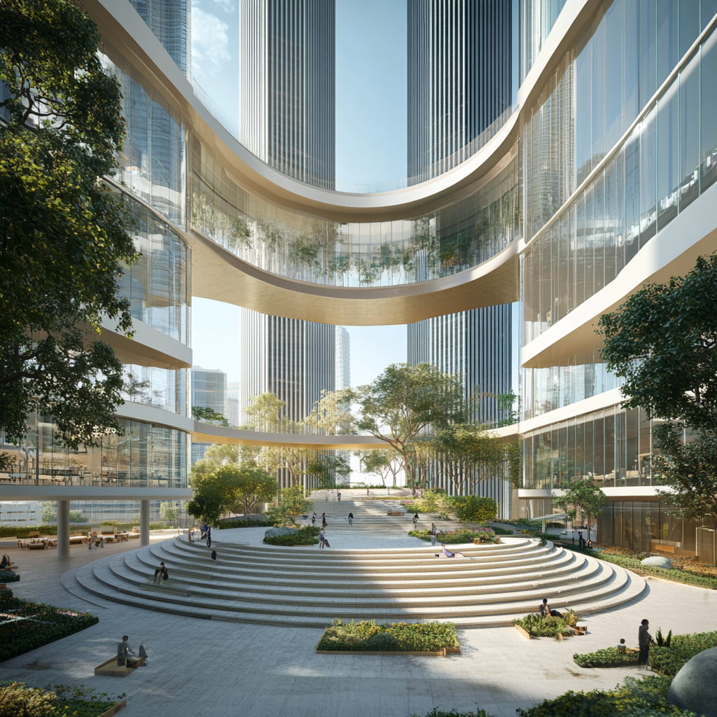 Glass and Steel Skyscraper with Circular Atrium in Mumbai