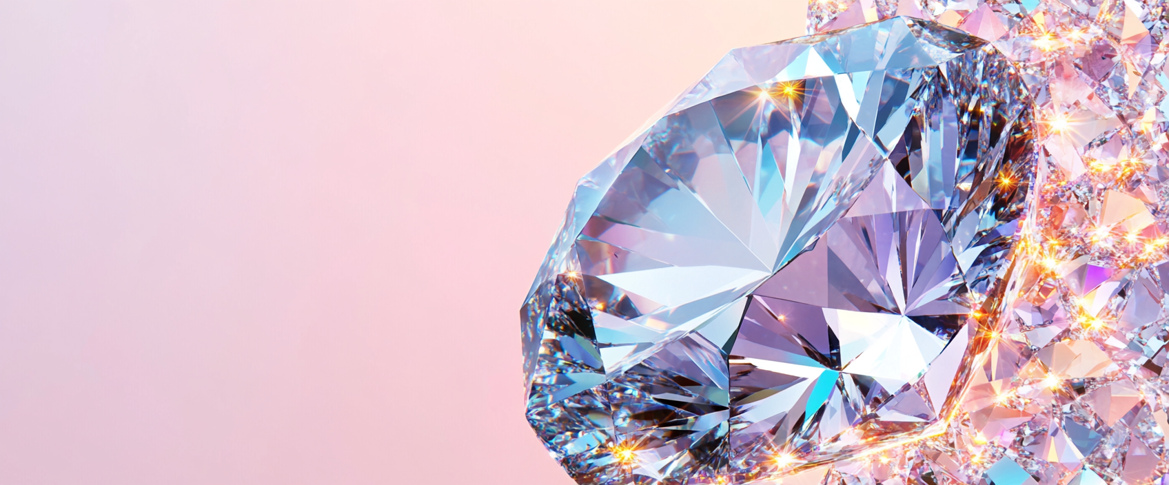 Glistening diamond shines brightly against blue background