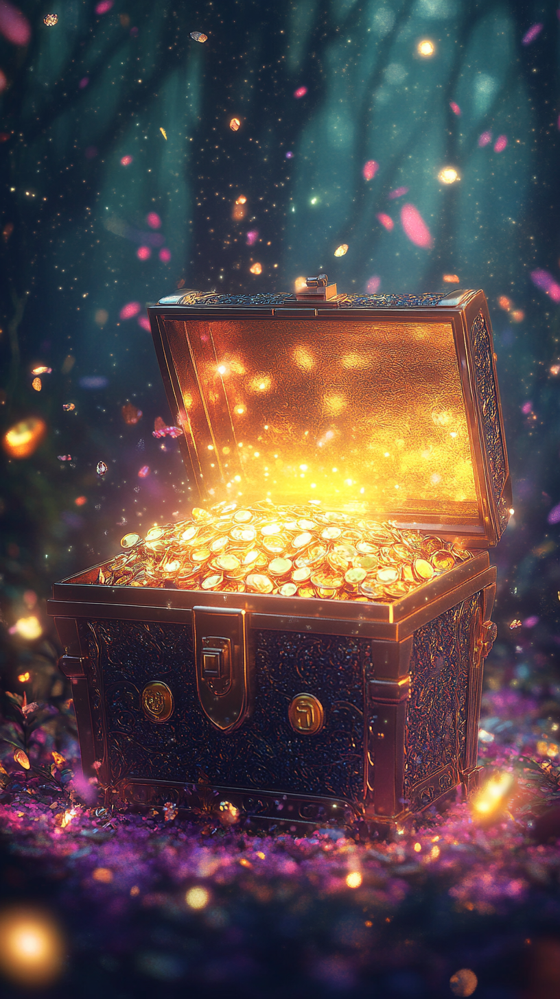 Glowing Treasure Chest in Disney-Inspired Scene