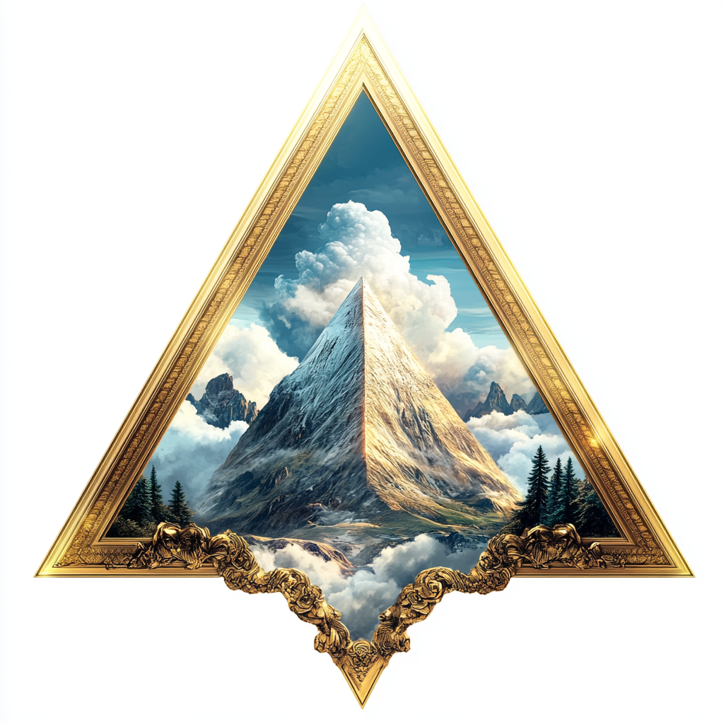 Gold and Azure Pyramid Frame Mountain Tattoo Realism Portal