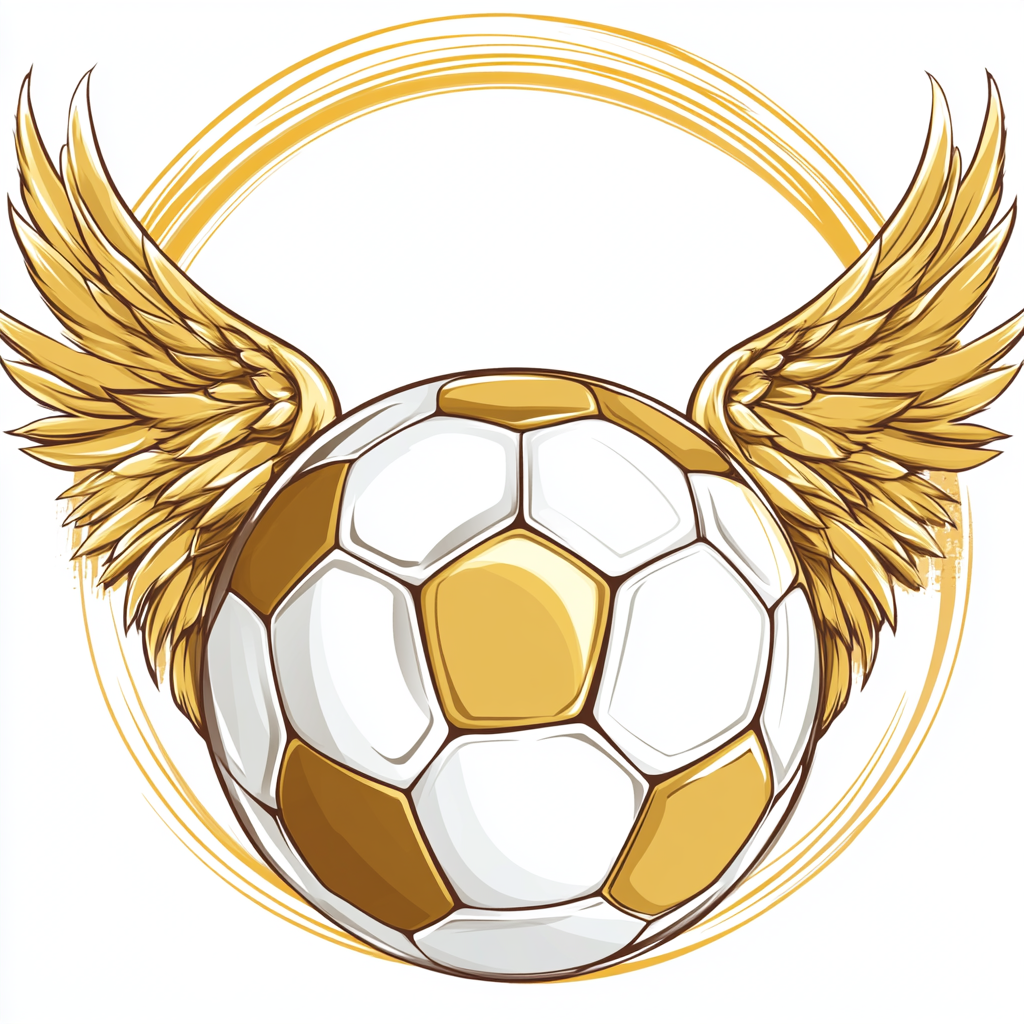 Gold and White Soccerball with Angel Wings and Halo in Anime Style