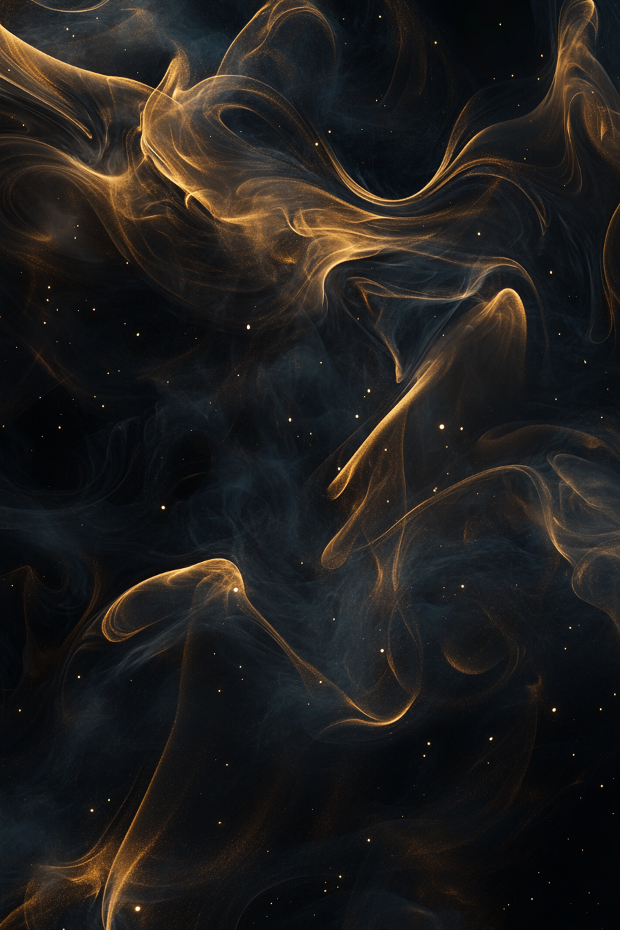 Gold smoke spreading from black center, seamless gradient background.