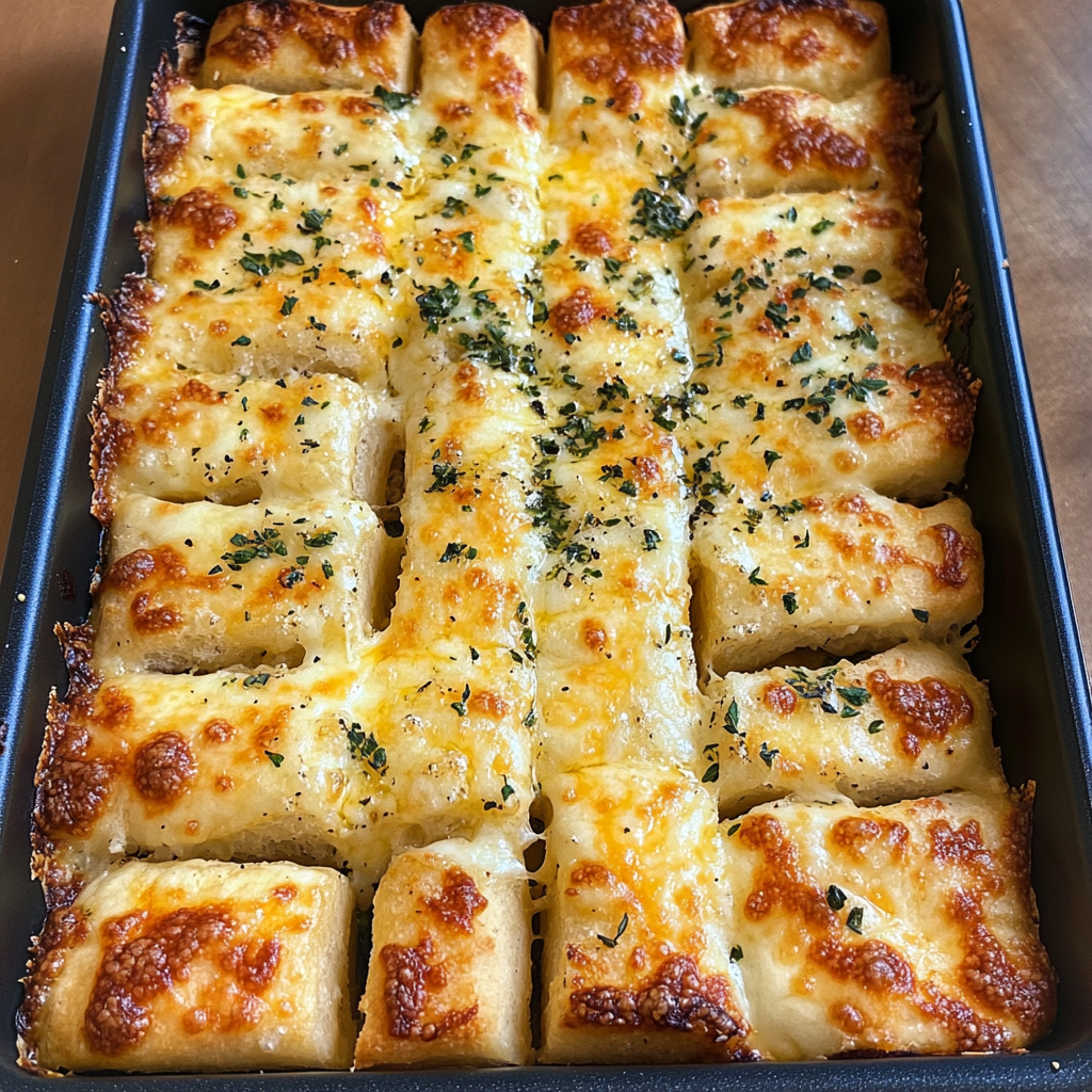 Golden Cheesy Breadsticks with Melted Cheese