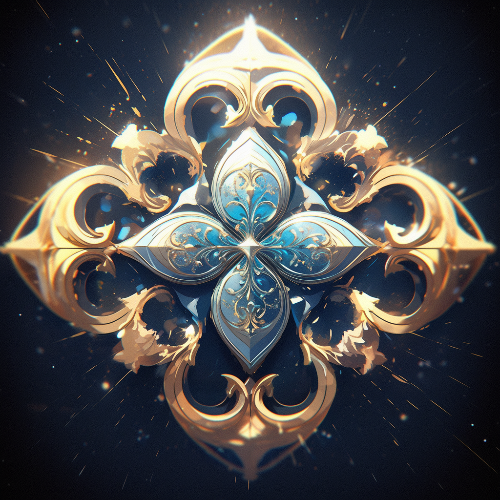 Golden-blue Metal Game Emblem with Snowflake and Diamond