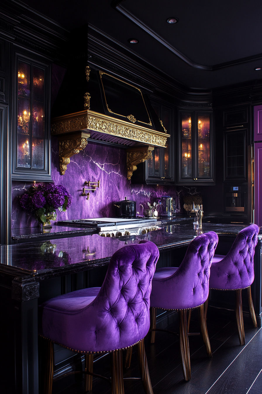 Gothic Glam kitchen with luxurious, modern royalty style.