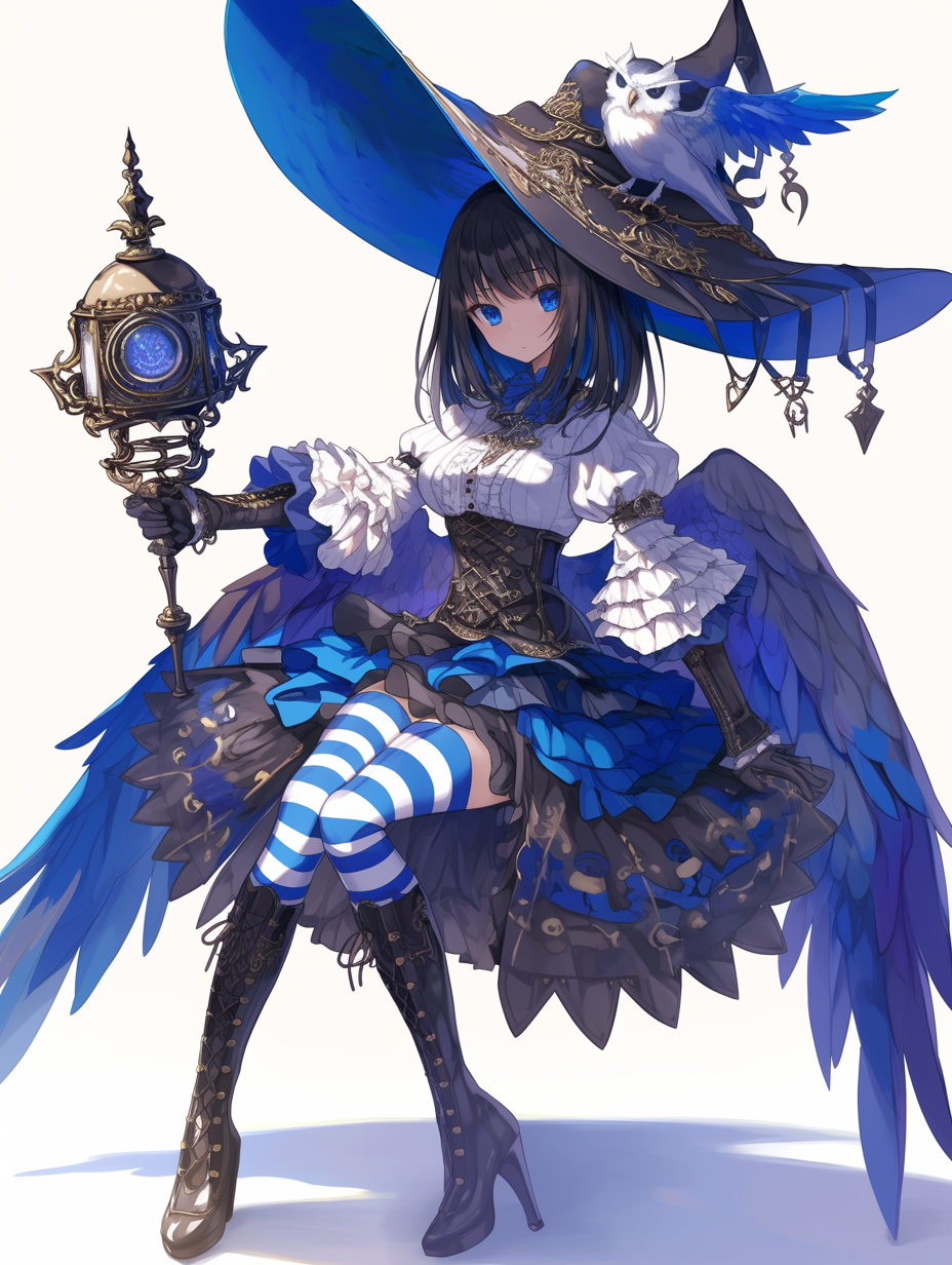 Gothic Owl Anime Girl in Halloween Style