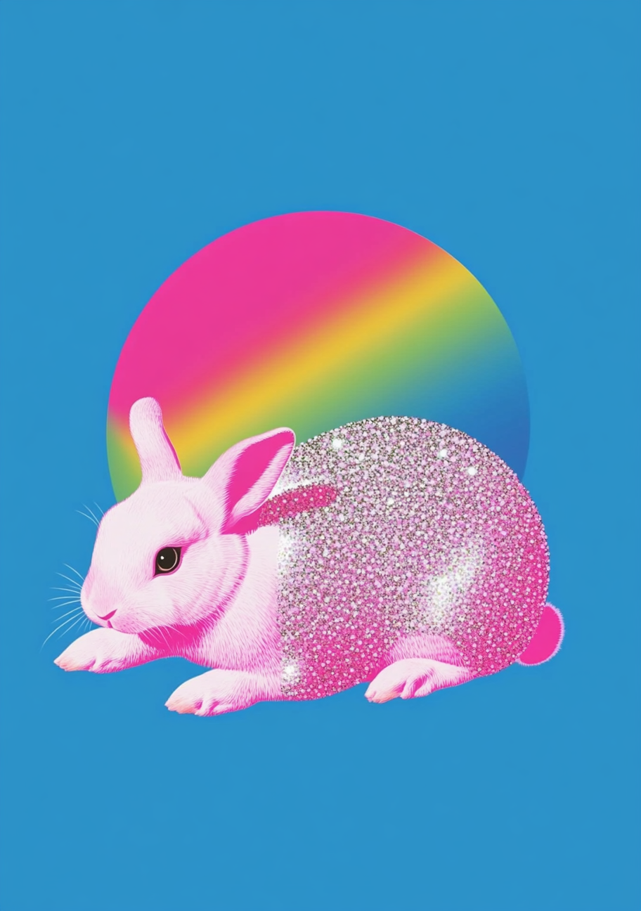 Gradient Rabbit Vector Illustration on White Background