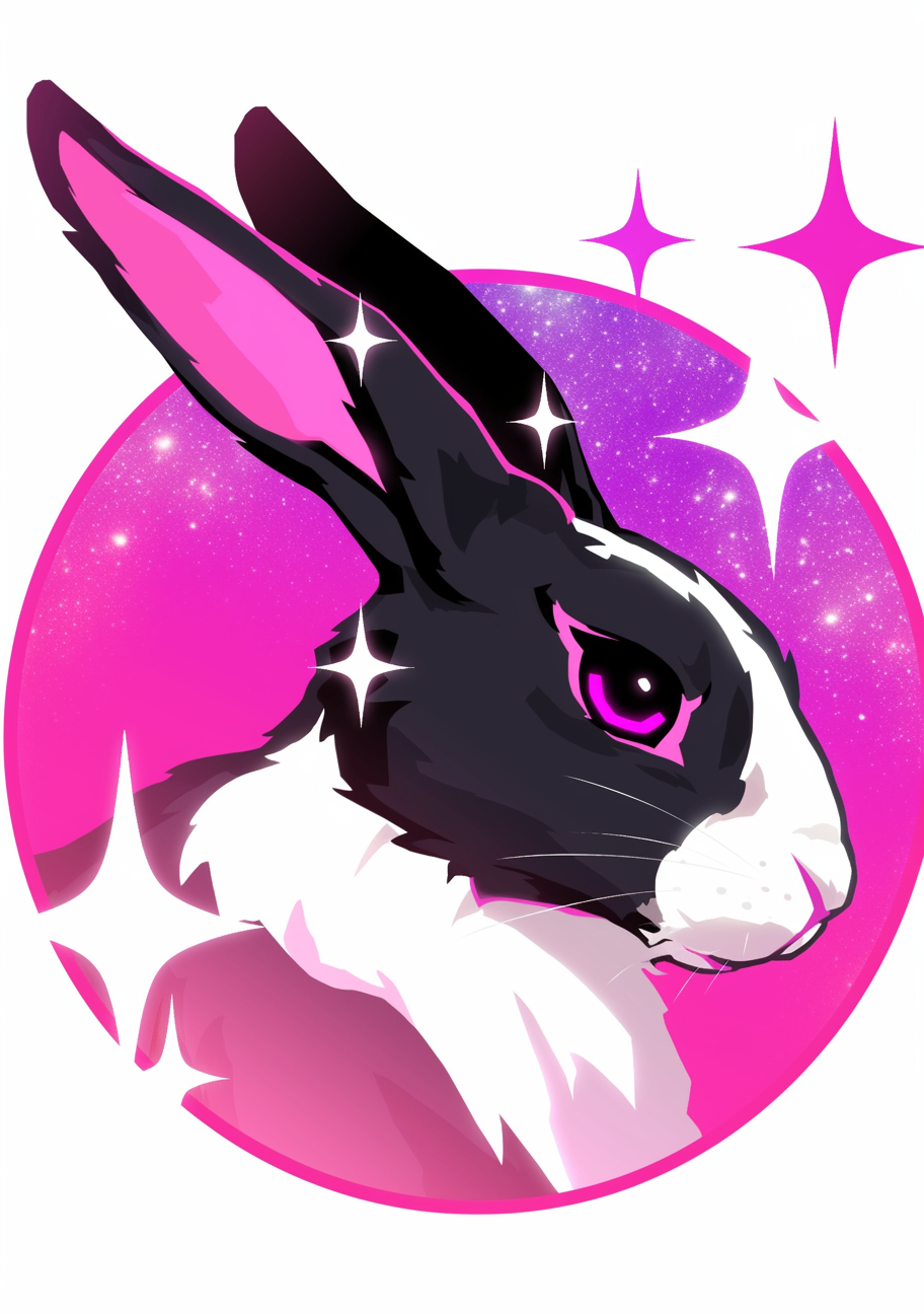 Gradient rabbit illustration on white background, vector style