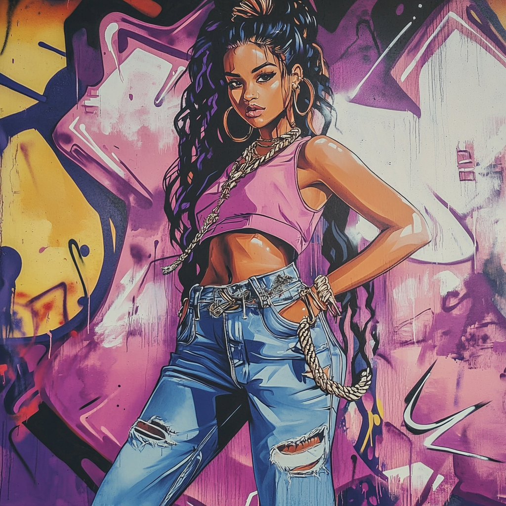 Graffiti art style iPhone wallpaper with 2000s girl fashion