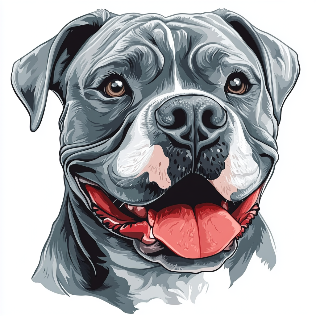 Gray and blue bulldog mascot with tongue