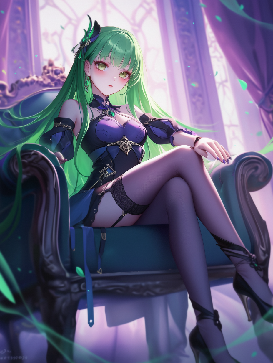 Green-Haired Anime Character in High Heels