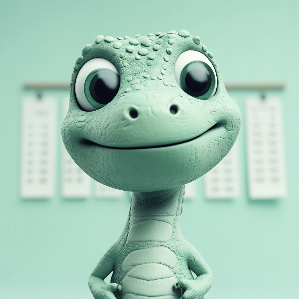 Green T-Rex with calendar in clay animation.