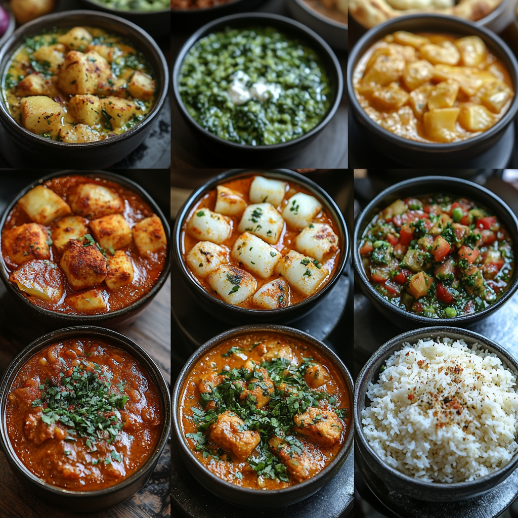 Grid of Food Bowls at Moroccan Table