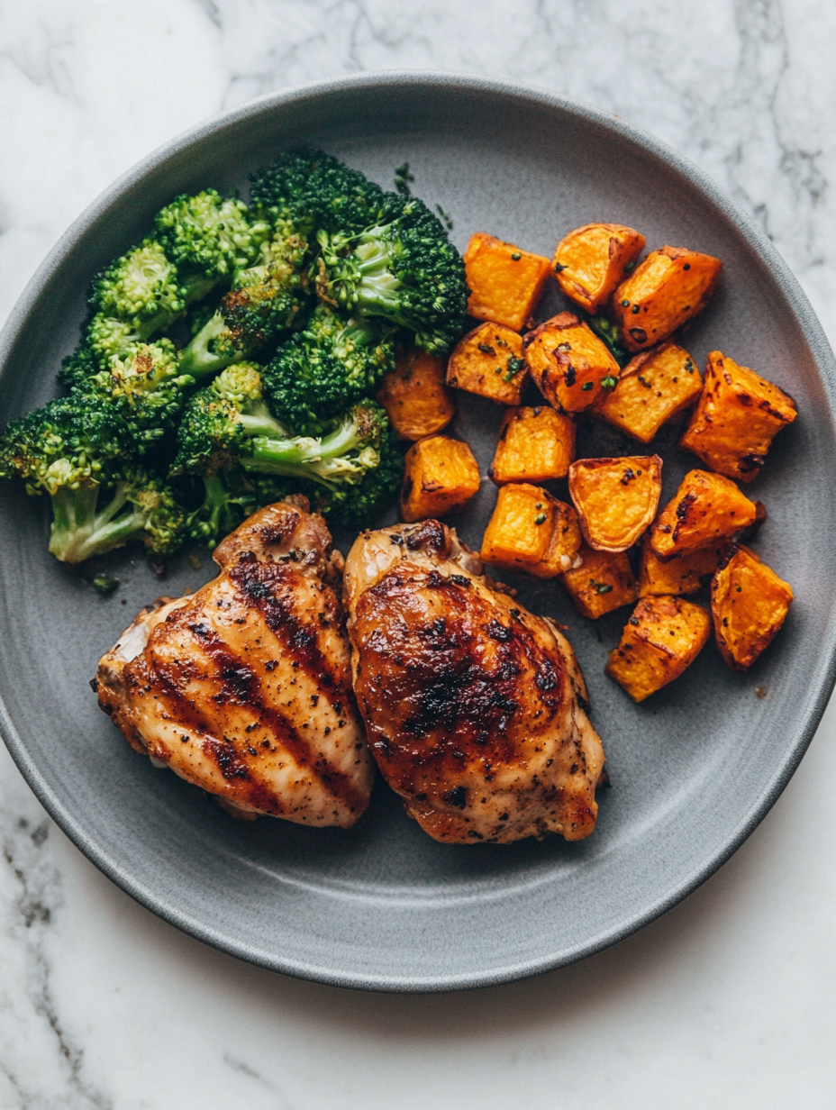 Grilled Chicken Plate on Marble Table