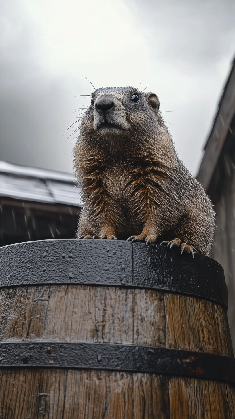 Groundhog Phil Contemplating the Overcast Sky in 1887