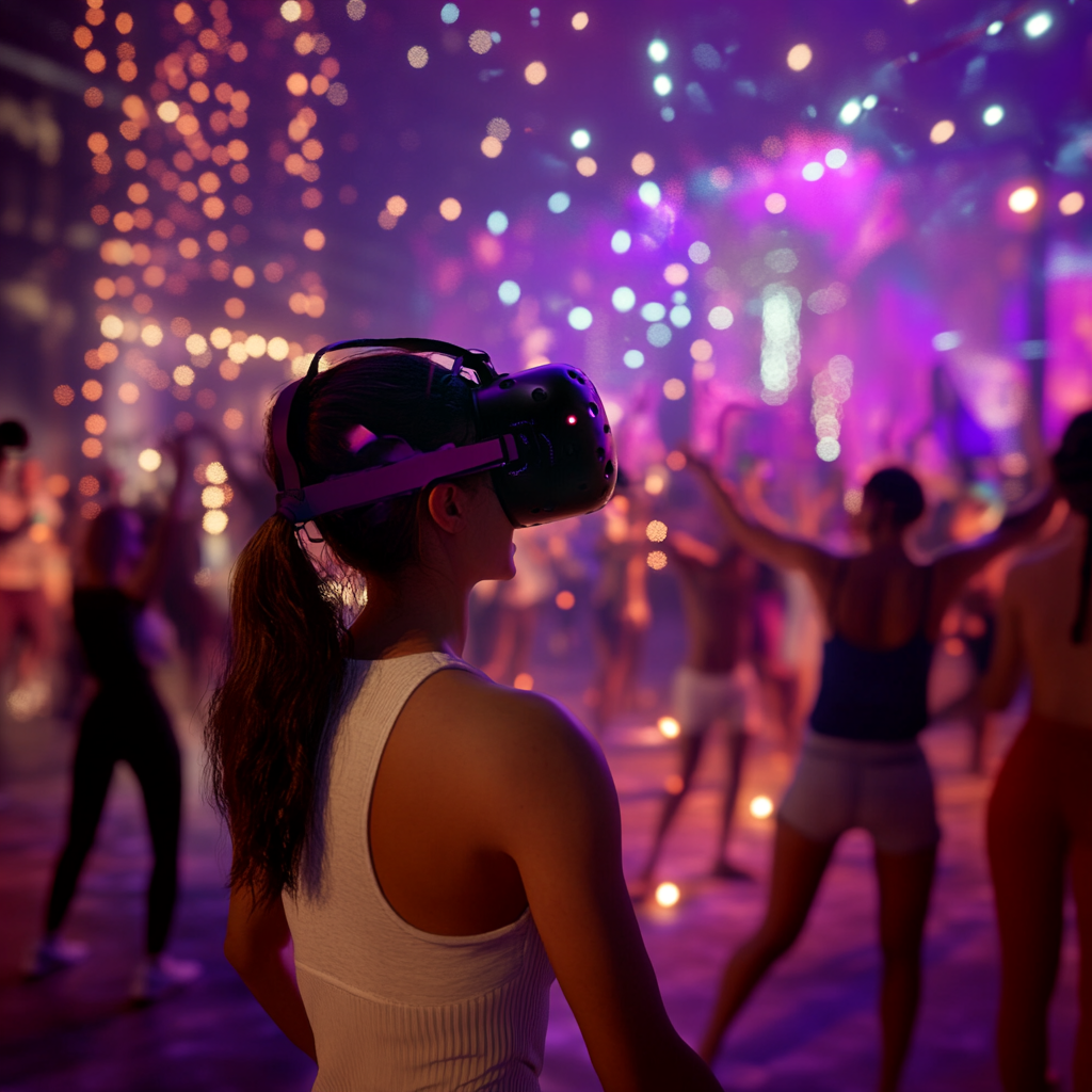 Group of 10 Friends Enjoying Immersive Show Together 