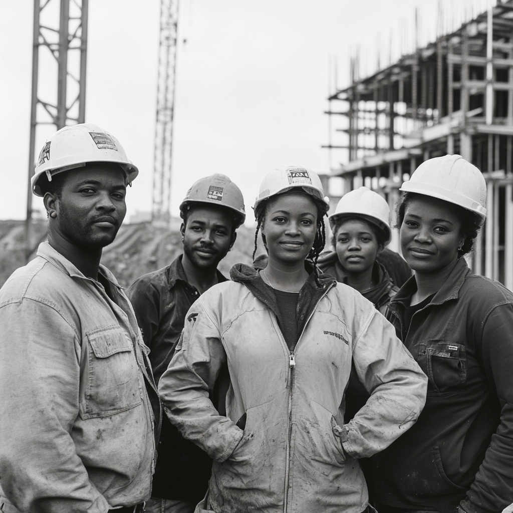 Group of 5 professional workers, diversity, pride, documentary.