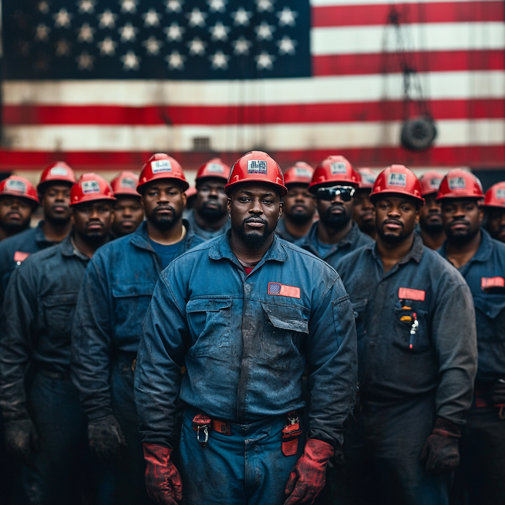 Group of Black Workers in Manifestation Style Photo