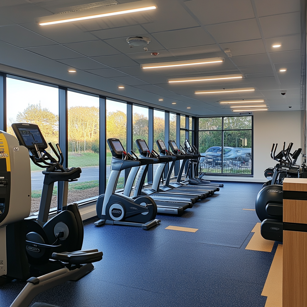 Gym on first floor for young people, well-equipped.