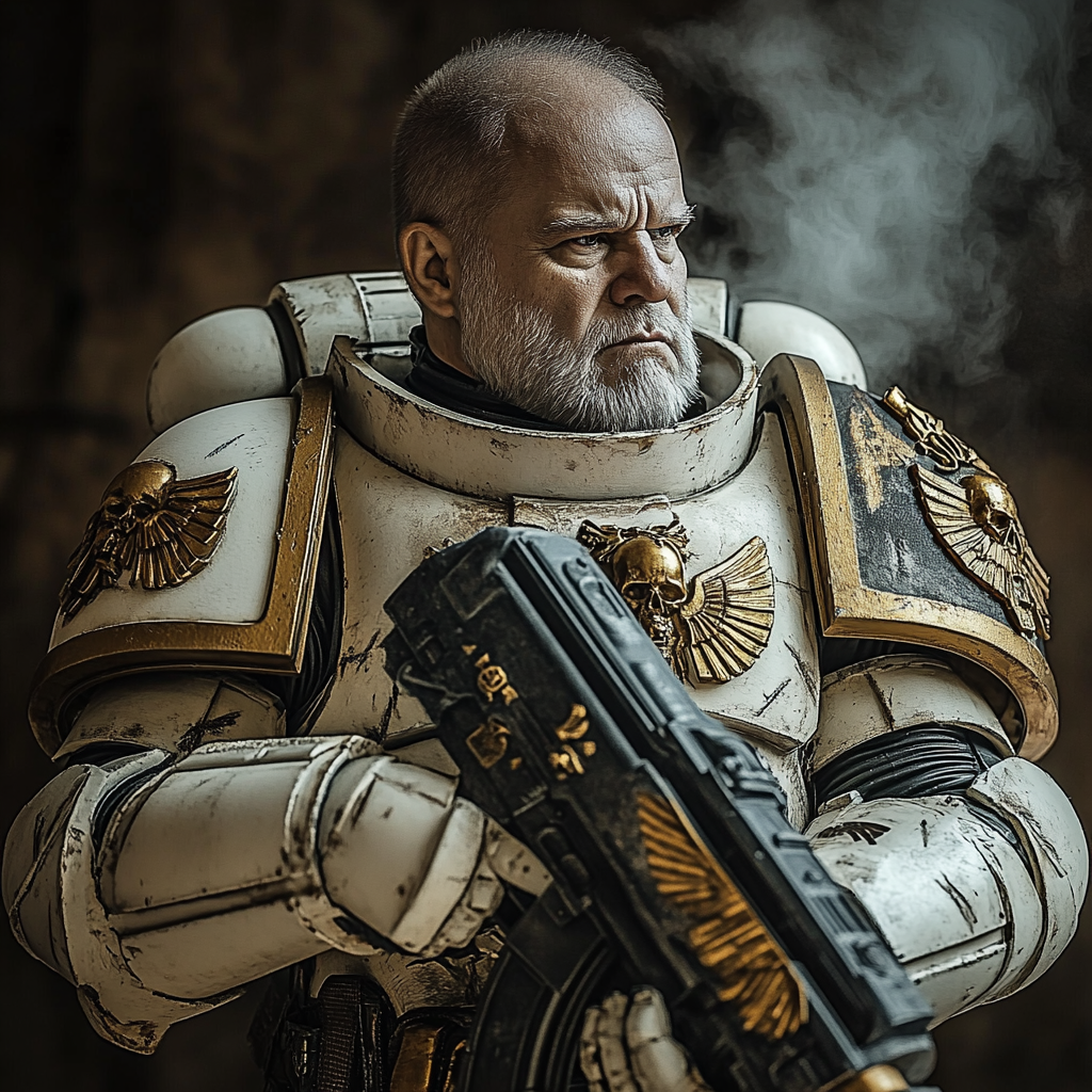 HDR portrait of Warhammer 40k Space Marine.