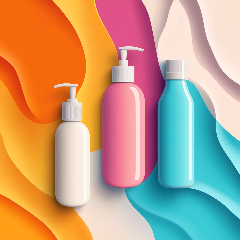 Hair care product banner with modern design and branding.