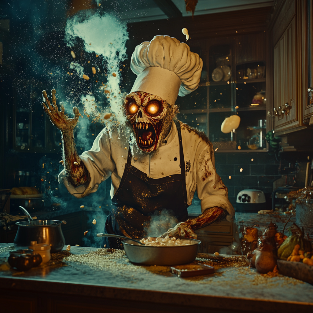 Halloween Chef Cooks in Creepy Haunted Kitchen