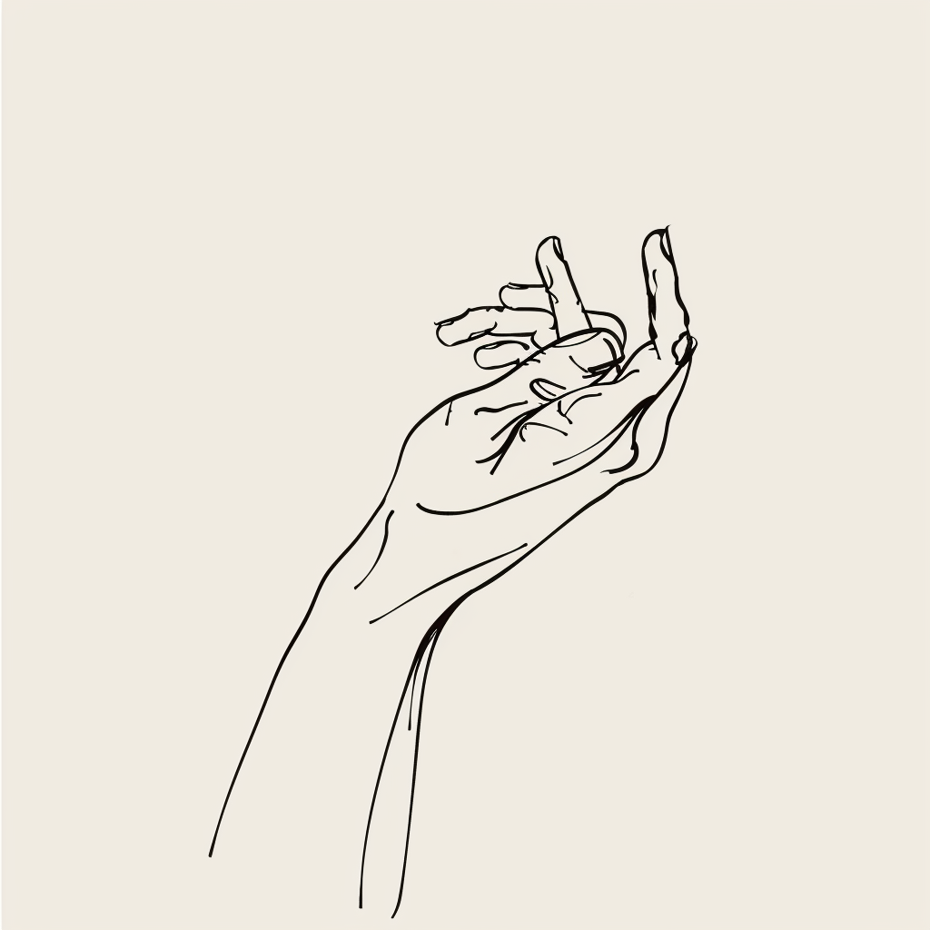 Hand sketch with two fingers on white background.