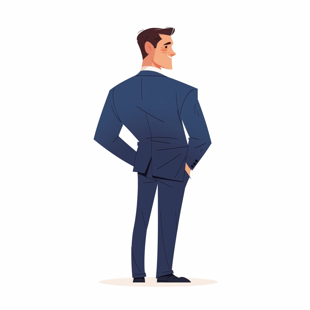 Handsome man in business suit smiling, vector illustration.