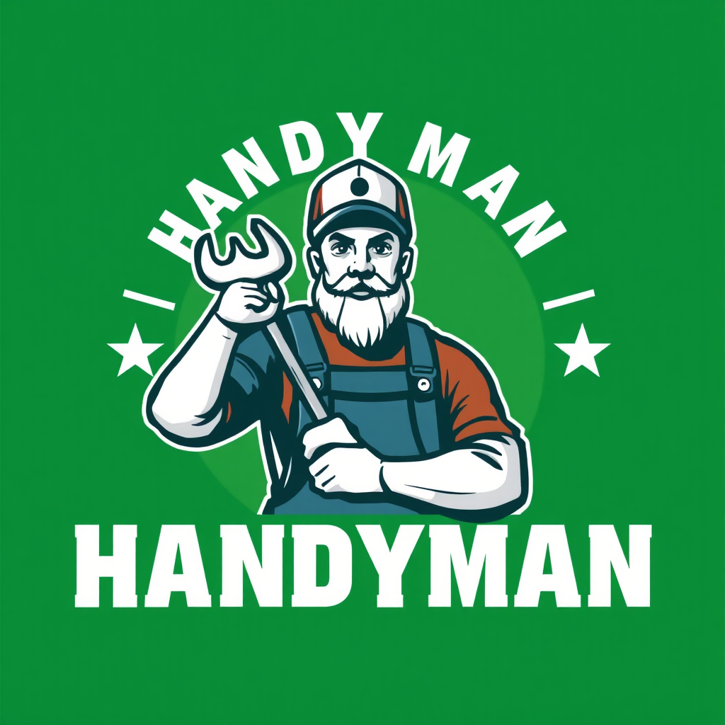 Handyman Company Logo with Man and Tool