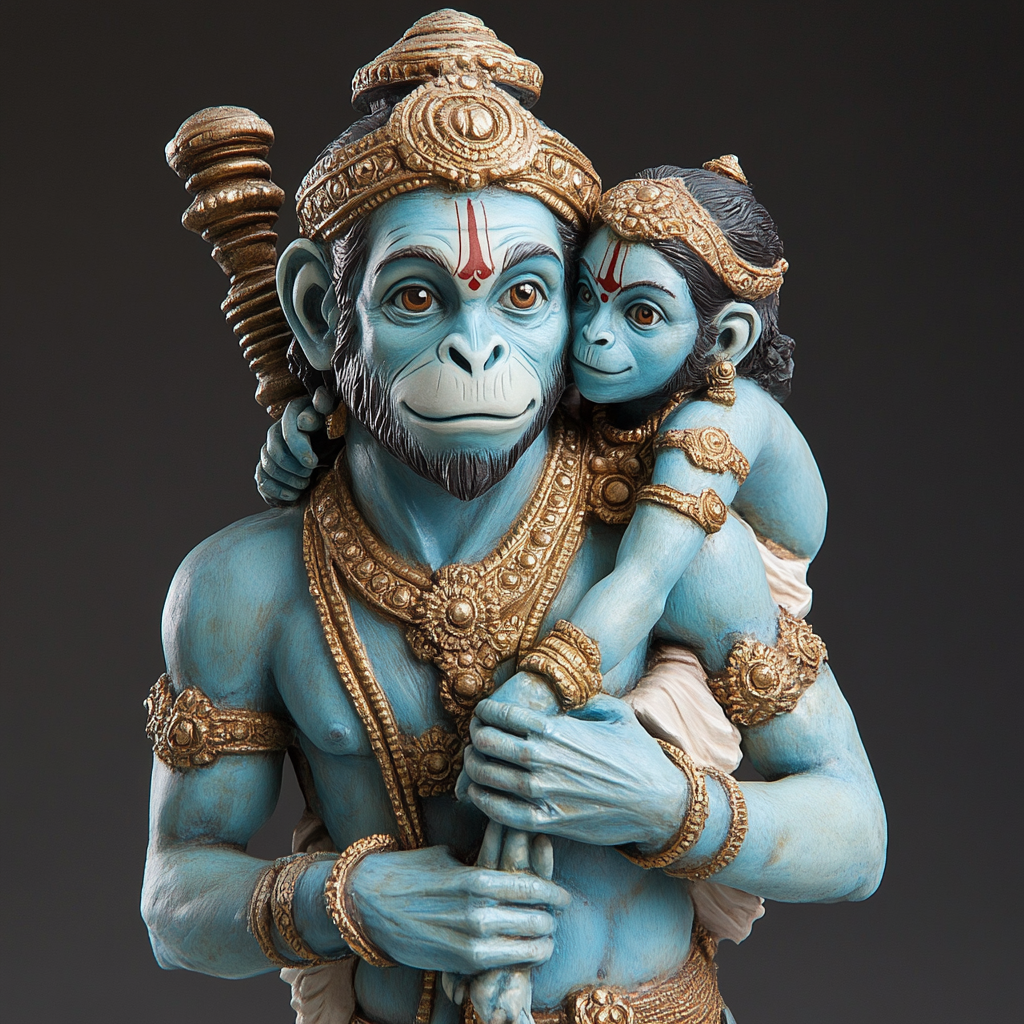 Hanumanji carrying Shri Ram and Lakshman.