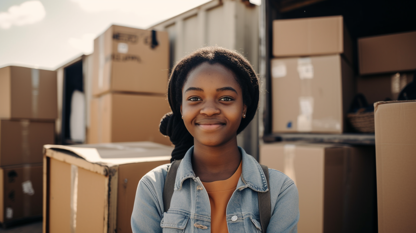 Happy African Girl Moving Into Township Home