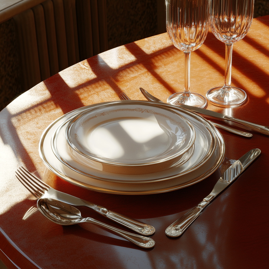 Happy Clown Style Dining Table Setting With Sunlight