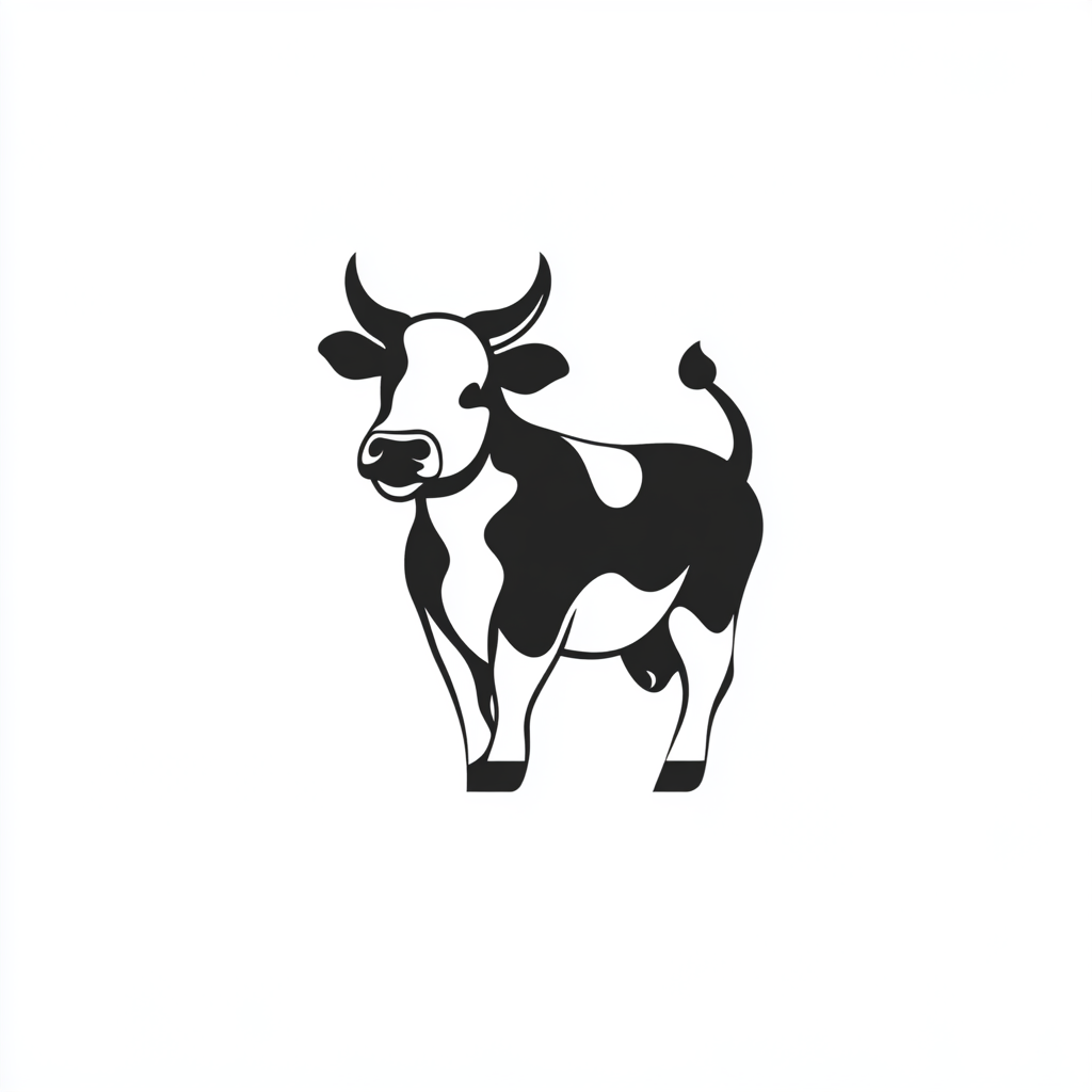 Happy Holstein cow icon for VACA logo design.